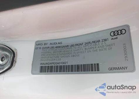 2016 Audi A5 2.0T Premium from USA, damaged, VIN WAUM2AFR2GA010621